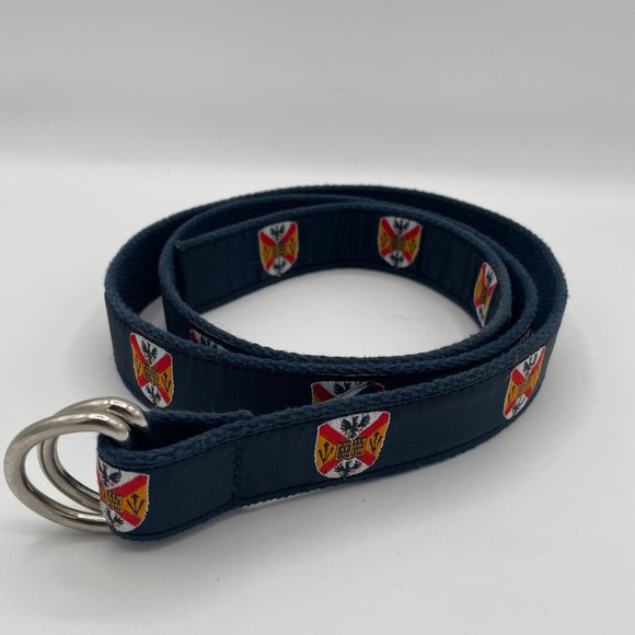 Leather Man‎ Essex CT Belt Shield Crest D-Ring Buckle Navy Blue XL - Picture 1 of 7